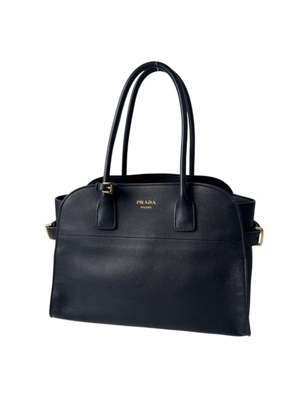 Prada Medium Soft Gray Leather Tote Bag